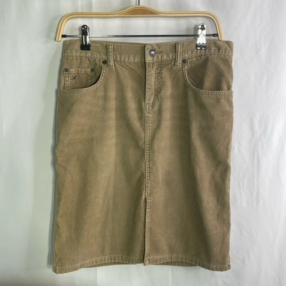 American Eagle tan corduroy jeans skirt with front slit
